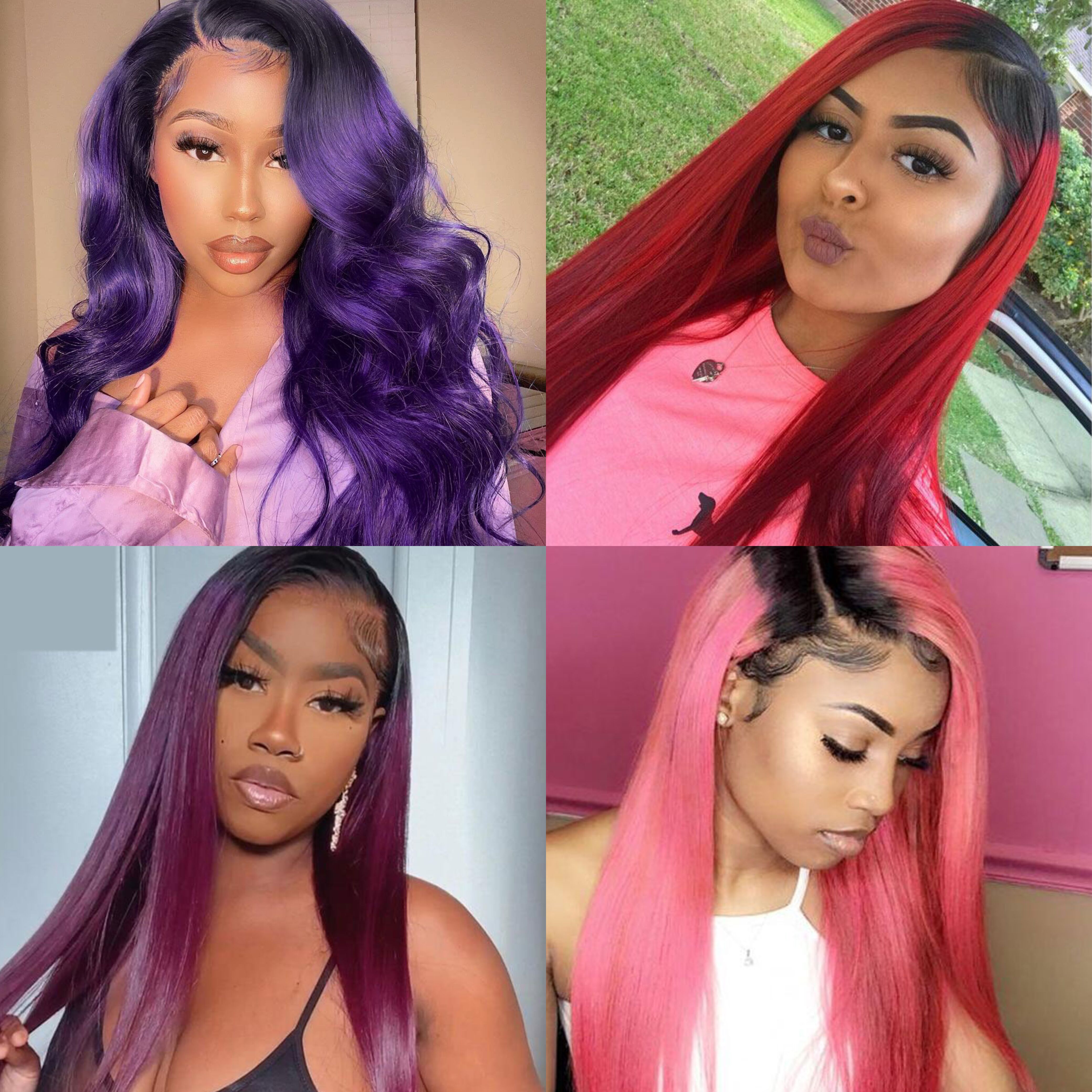 Stema Straight Black Root Ombre Colored 4x4 Lace Closure Wig 180%